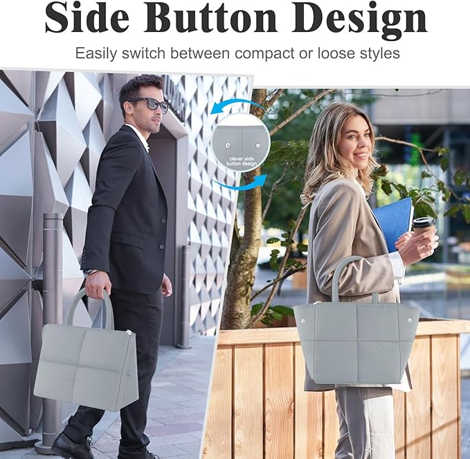 Coobiiya Lunch box for Women/Men/Adult, Thickened Quilted Puffer Lunch Box Lunch Bag Women, Small Leakproof Cute Lunch Tote Large Capacity Reusable Insulated Cooler Lunch Container for Work-Grey