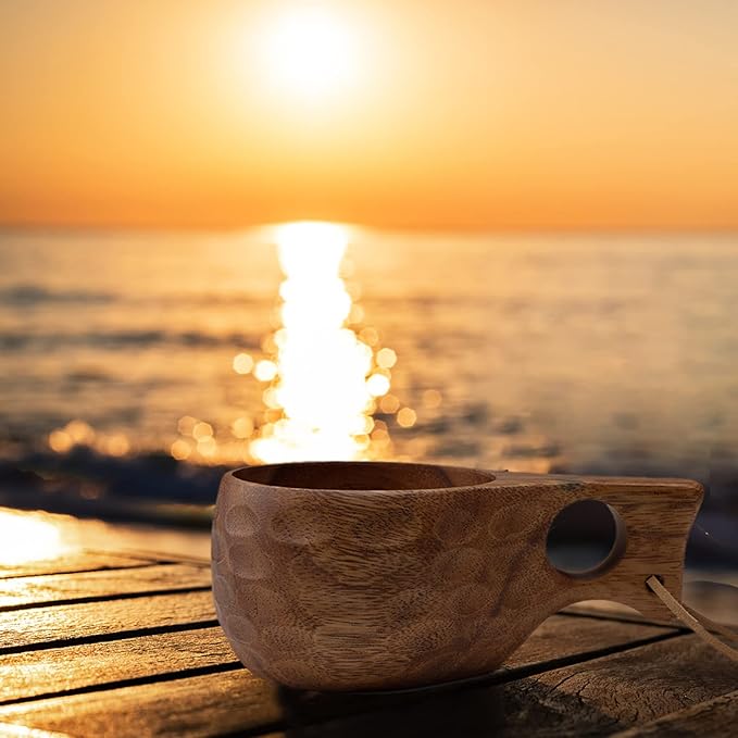 Kuksa Wooden-Mug - 6.76 oz Wood Coffee Cup for Camping, Hiking, traveling