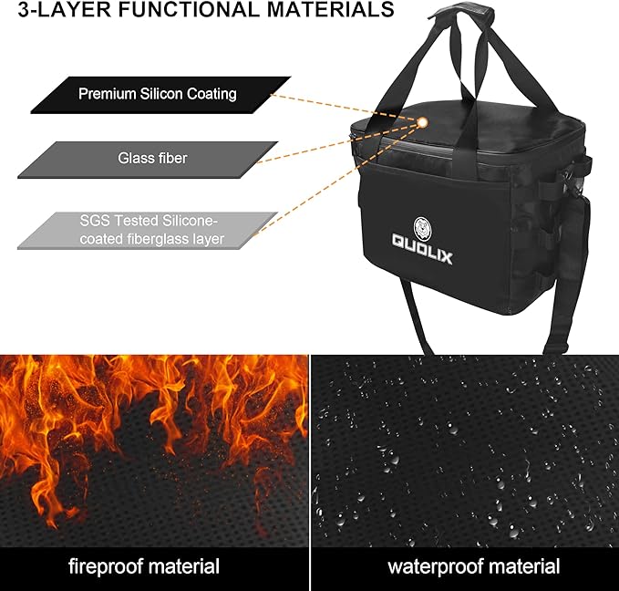 Portable Waterproof Fireproof Camping Storage Bag, Grill Carry Bag, Cookware Organizer, Outdoor Case for Camping, Tailgating, Grilling, Bag Only