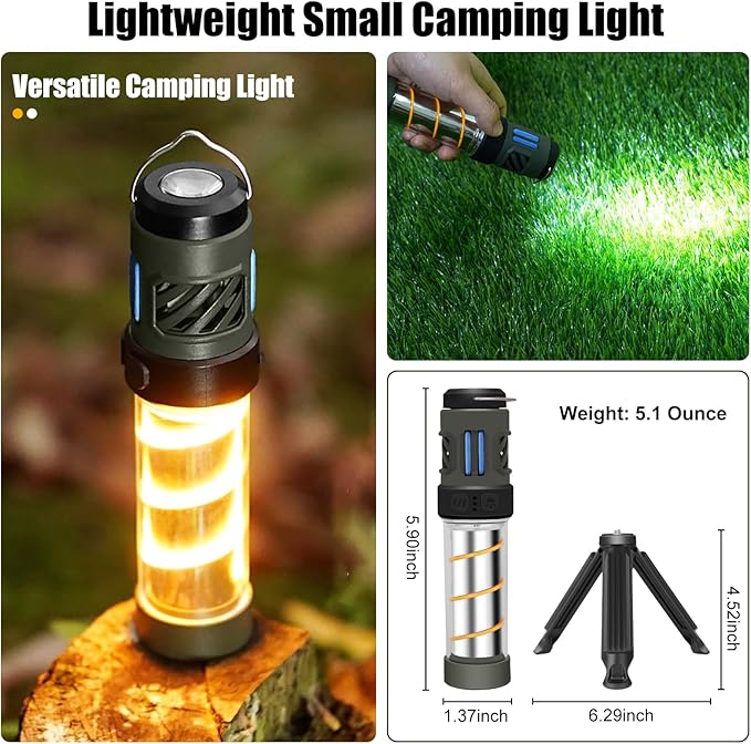 𝓜𝓸𝓼𝓺𝓾𝓲𝓽𝓸 𝓡𝓮𝓹𝓮𝓵𝓵𝓮𝓷𝓽,Buzz Defense Portable, Rechargeable Flashlight&Lantern Camping Lights with Dual-Heating,Magnetic Design, Buzz Repel Lantern Light for Patio Camping, 6 Refills