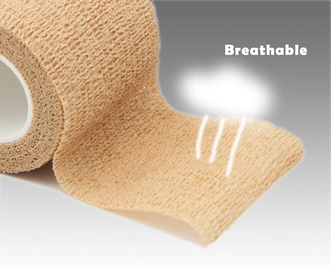 First Aid Bandages Cohesive Wrap Adhesive Self Adherent Tape Colorful (2-Inch, Skin)