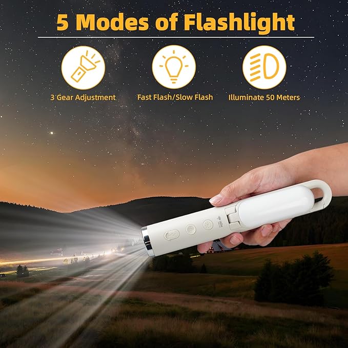 Rechargeable Camping Lantern with Hook - Powered LED Tent Light for Outdoor, Emergency Survival Gear, Hanging Flashlight, Head Lamp