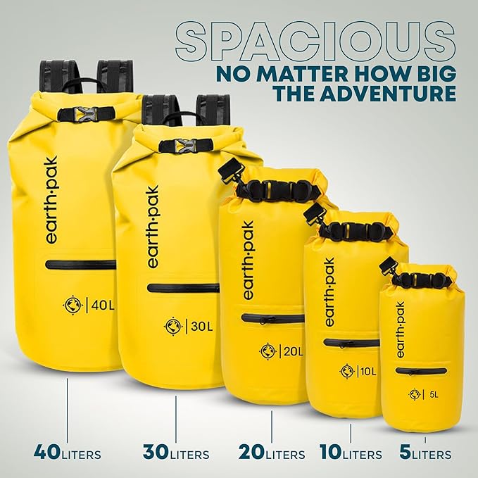 Earth Pak Waterproof Dry Bag with Zippered Pocket - Waterproof Dry Bag Backpack Keeps Gear Dry