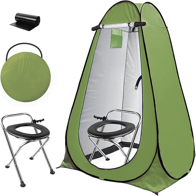 Anngrowy Pop Up Privacy Shower Tent - Portable Outdoor Camping Bathroom Toilet Changing Dressing Room - UPF40+ Waterproof