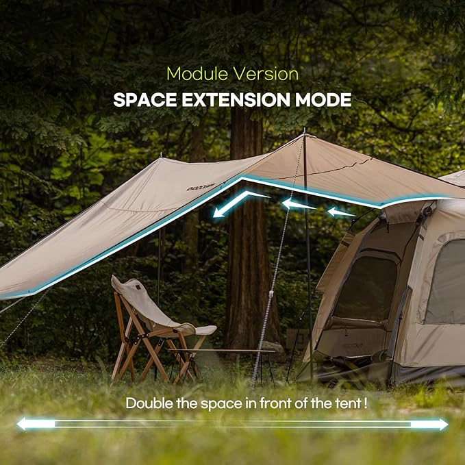 Instant Camping Tent for 4 Person,2 Mesh Windows & 2 Doors,Hexagonal Design,Easy Set Up pop up Tent with Vestibule & Rainfly, Ideal for Family Camp, Outdoor Activity