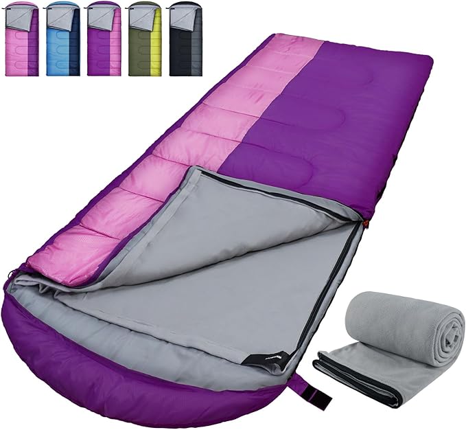 XL 10 Degree Sleeping Bags Waterproof for Adults 350GSM Machine Washable with Compression Sack for 3-4 Season Camping Outdoor