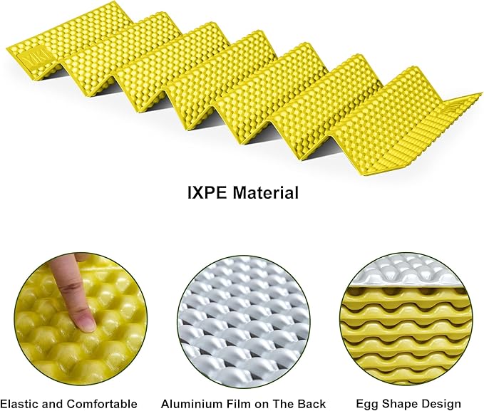 YIKI Closed Cell Foam Sleeping Pad for Camping, 72.8x22 inch, Ultralight Foldable Foam Sleeping Mat with Heat Reflective Layer, Waterproof Backpacking Pad for Hiking, Tent, Outdoor Use