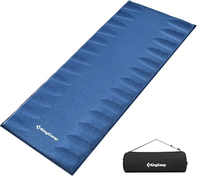 KingCamp Self Inflating Sleeping Pad 3D Inflatable Folding Sleeping Pad, Ultralight Camping Air Mattress Pad 2 Inch for Tent Hiking and Adults, Blue2