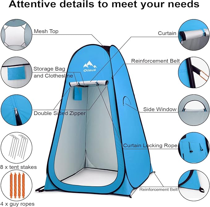 Oileus Pop Up Privacy Tent - Portable Shower Tent, Beach Changing Room, Camp Toilet, Instant Privacy Shelter - Camping, Beach, Hiking, Fishing