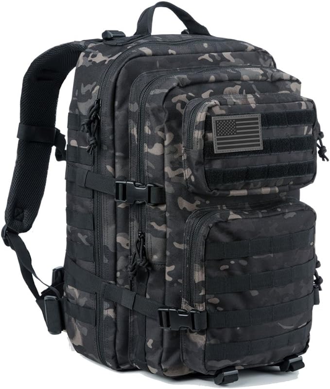 REEBOW GEAR Military Tactical Backpack Large Army 3 Day Assault Pack Molle Bag Backpacks (Black Camo)