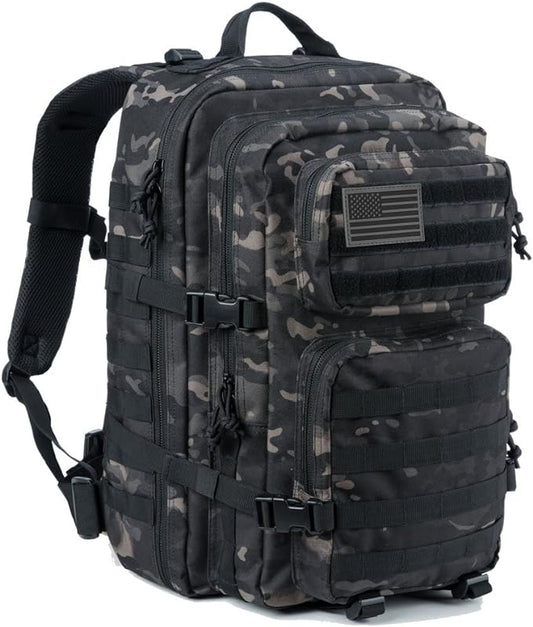 REEBOW GEAR Military Tactical Backpack Large Army 3 Day Assault Pack Molle Bag Backpacks (Black Camo)