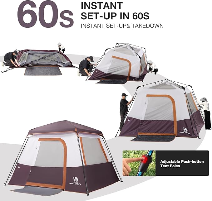 CAMEL CROWN 4/6 Person Tent Waterproof Lightweight Portable Backpacking Tent for Outdoor Camping Hiking