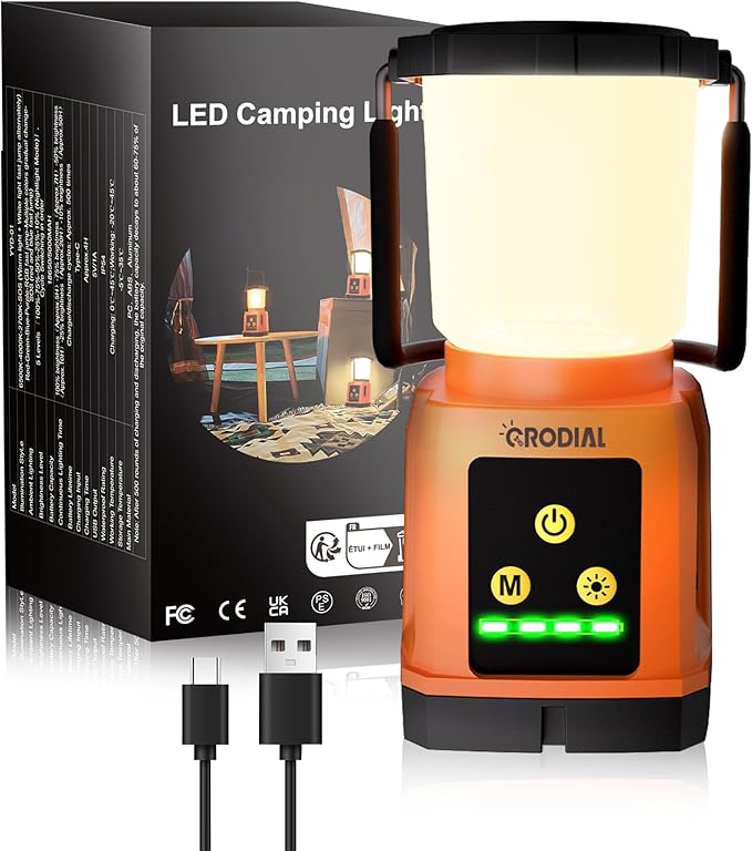 LED Camping Lantern Rechargeable, Camping Essentials 5000mAh Power Bank, Waterproof Camping Tent Light, Lanterns for Power Outages Hurricane Emergency Hiking Outdoor, RGB Mode Light