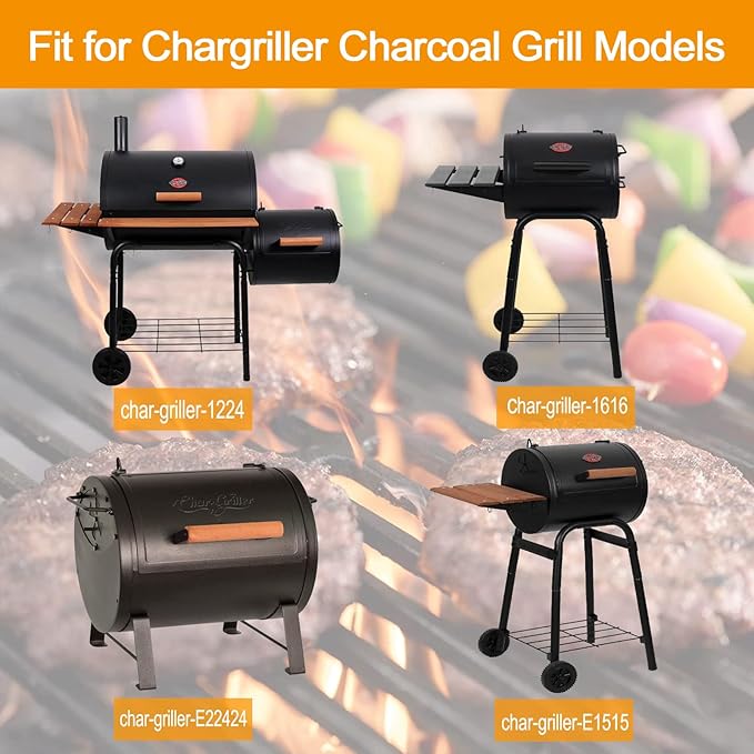 Hisencn Grill Cooking Grates for Char Griller Charcoal Grill 1624 E1515 22424 1515 1224 1616 Smoker Box, Side Fire Box, Cast Iron Grill Grid Replacement Parts 2-Pack