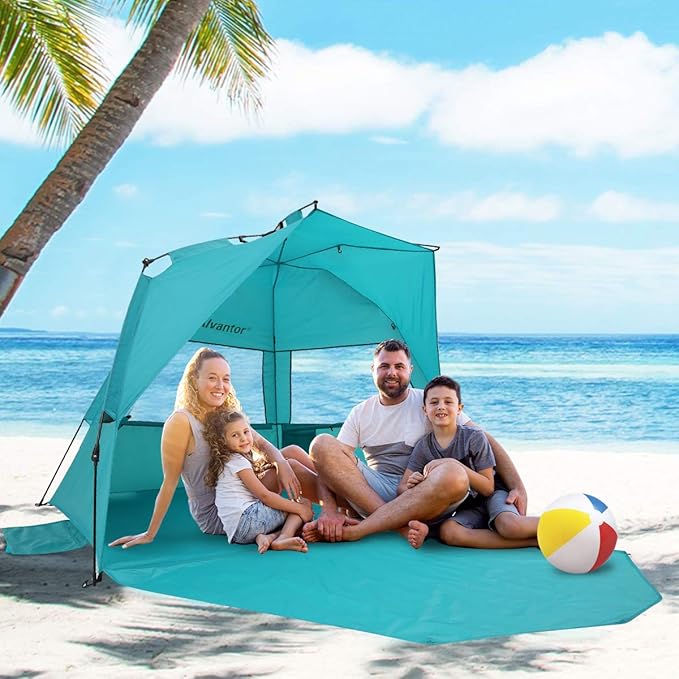 Alvantor Beach Tent Beach Umbrella Outdoor Sun Shelter Cabana Automatic Pop Up UPF 50+ Sun Shade Portable Camping Hiking Canopy Easy Setup Windproof Randomly Send Old or New Model