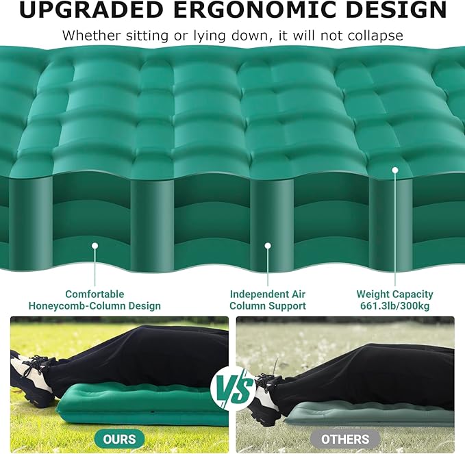 Upgraded 4.7in Thick Inflatable Camping Mattress with Built-in Air Column(Better Support for Weight), 77''X27.5'', Built-in Pump, Inflatable Mattress, Camping Bed, Sleeping Pad for Camping, Hiking