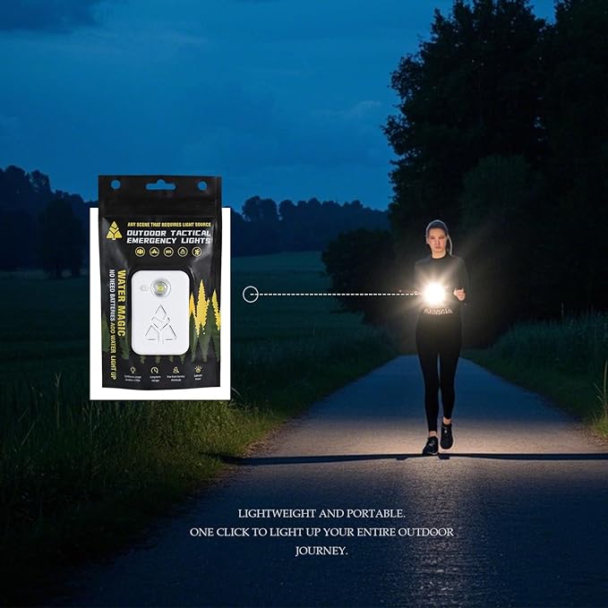 Emergency Tactical Light – No Battery, Water Activated, 120H Runtime, Reusable Salt-Powered LED Lantern for Camping, Survival, Disaster, Can Use Urine or Seawater