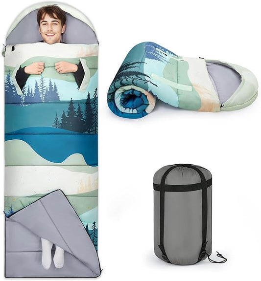 Basumee Sleeping Bags for Adults 3 Season Warm Cool Weather Wearable Camping Sleeping Bag with Compression Bag Portable Backpacking Hiking Camping Essential for Women Men Kids Teens