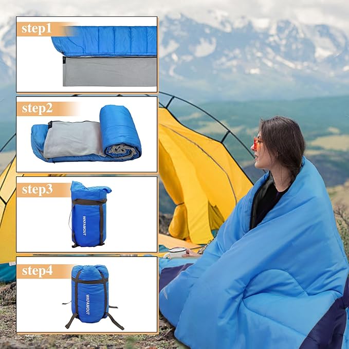 XL 10 Degree Sleeping Bags Waterproof for Adults 350GSM Machine Washable with Compression Sack for 3-4 Season Camping Outdoor