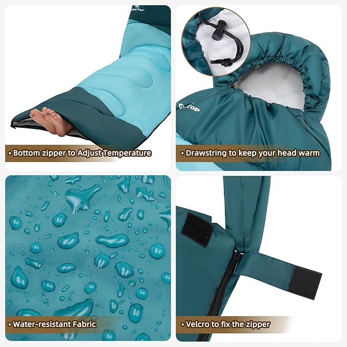 GEERTOP Backpacking Sleeping Bag for Camping, Lightweight Sleeping Bags for Adults Kids Summer Warm Cold Weather Hiking Travel