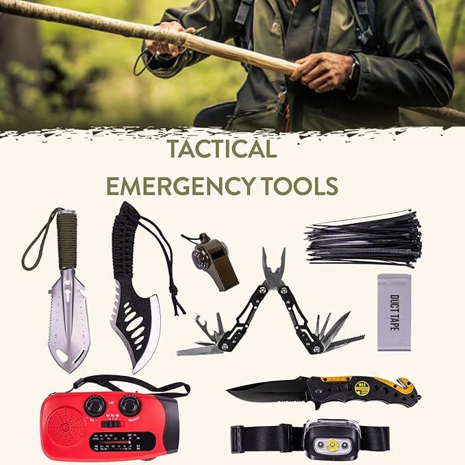 72-Hour Survival Kit | 45L Bug Out Bag | Survival Gear with First Aid, Water Filter, Food, Tools | Camping, Hiking, Outdoor Preparedness Equipment