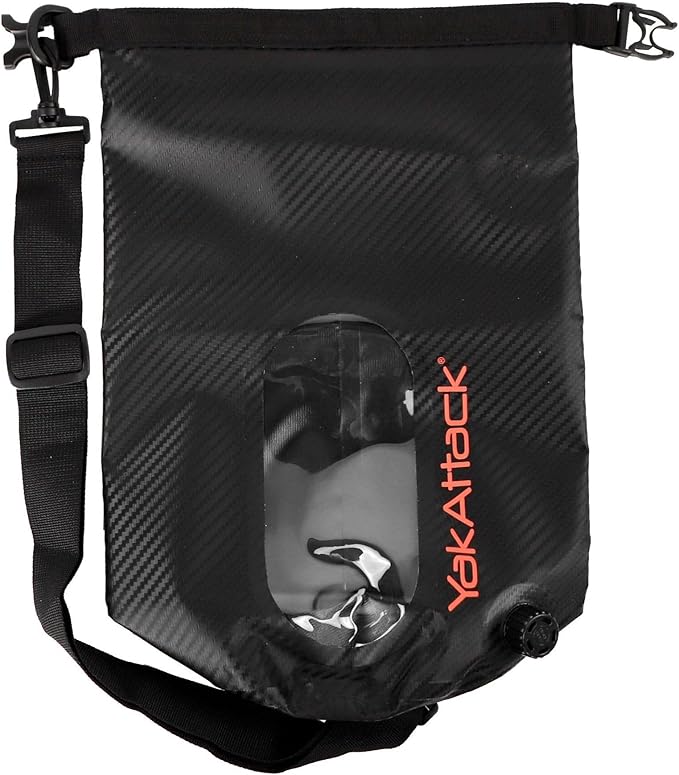 YakAttack 5L Roll-Top Drybag with Air Valve - Black Carbon | Waterproof Marine Dry Bag for Kayaking, Boating & Paddleboarding | Heavy Duty Small Drybag for Gear Protection | Compact Kayak Storage Bag