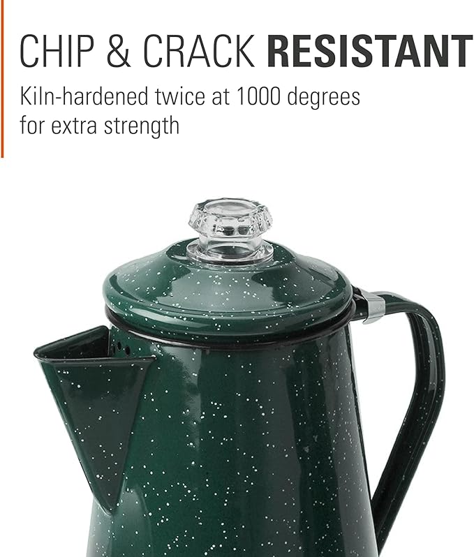 GSI Outdoors Percolator Coffee Pot | Enamelware Campfire Coffee Boiler Kettle for Outdoor Camping Cookware, Cabin, RV, Kitchen, Hunting & Backpacking