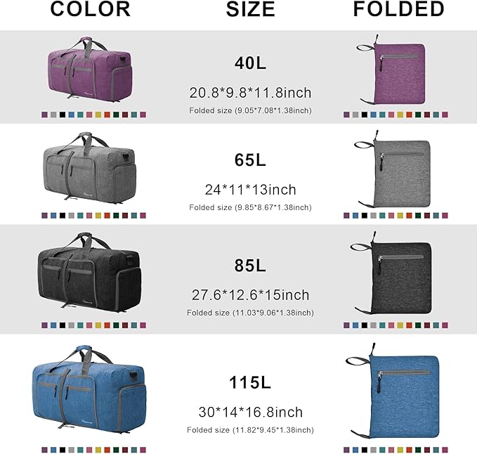 Dimayar 85L Travel Duffle Bag for Men Women - Foldable Duffel Bag with Shoes Compartment - Overnight Bags Waterproof & Tear Resistant(Blue)