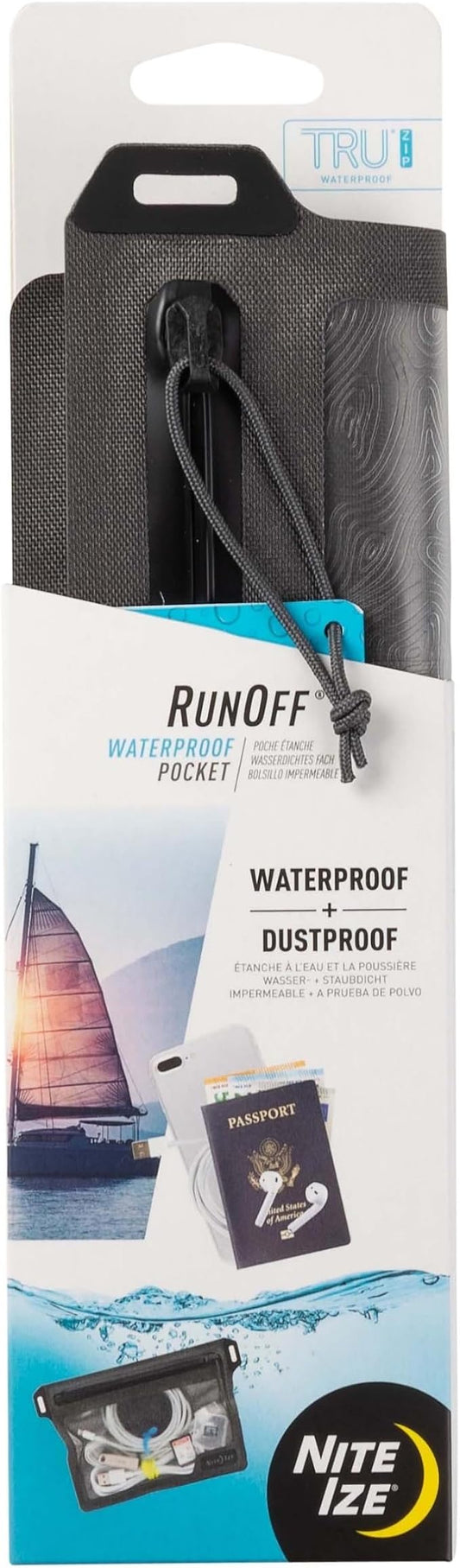 Nite Ize Runoff Waterproof Pocket - Waterproof Pouch for Passports, Phones, & Travel Essentials - Dry Bag with Tough Protection for Beach Trips, Outdoor Activities, & Travel Adventures