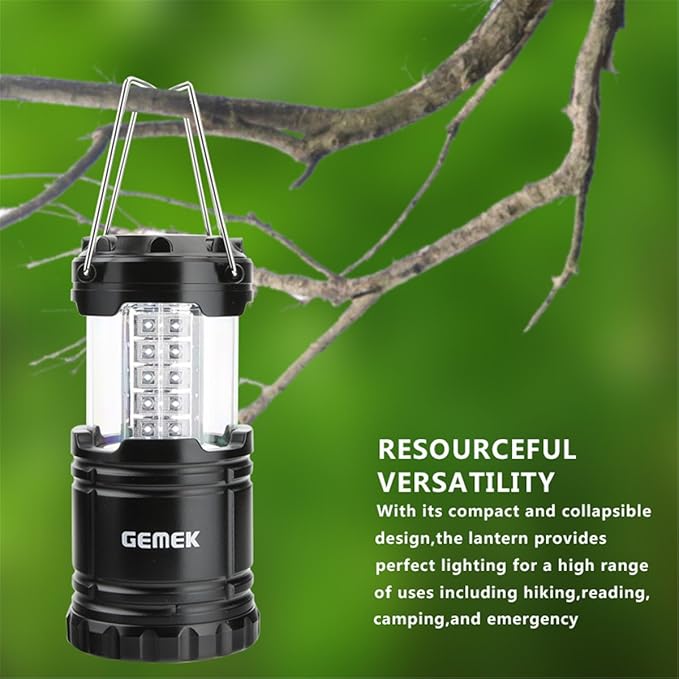 GEMEK Lantern Camping Essentials Lights, Tent Lights for Emergency, Survival Gear and Supplies for Hurricane, Led Flashlight for Power Outages, Battery Operated Lamp