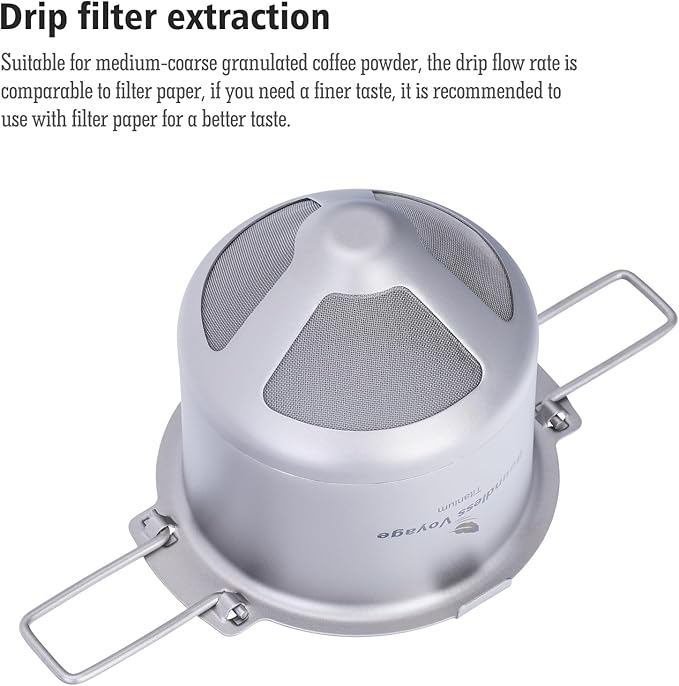 Boundless Voyage Titanium Coffee Drip Filter Reusable Pour-Over Coffee Filters Ultralight Portable Folding Hanging Ear Mini Hand Brewed Coffee Strainer