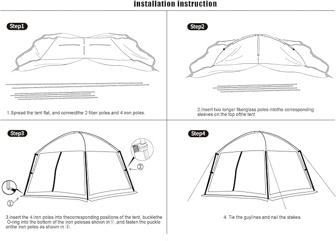 iCool Screen House 11 x 11 Ft Screened Mesh Net Wall Canopy Tent Screen Shelter Gazebos for Patios Outdoor Camping Activities - Beige