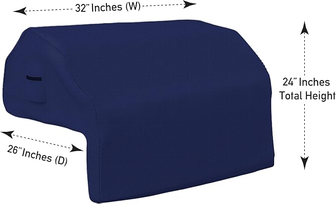 Covers & all Built-in Outdoor Grill Cover, Durable 12 Oz Waterproof Cover Max Material with Air Pocket & Elastic for Snug Fit (32" W x 26" D x 24" H inches, Blue)