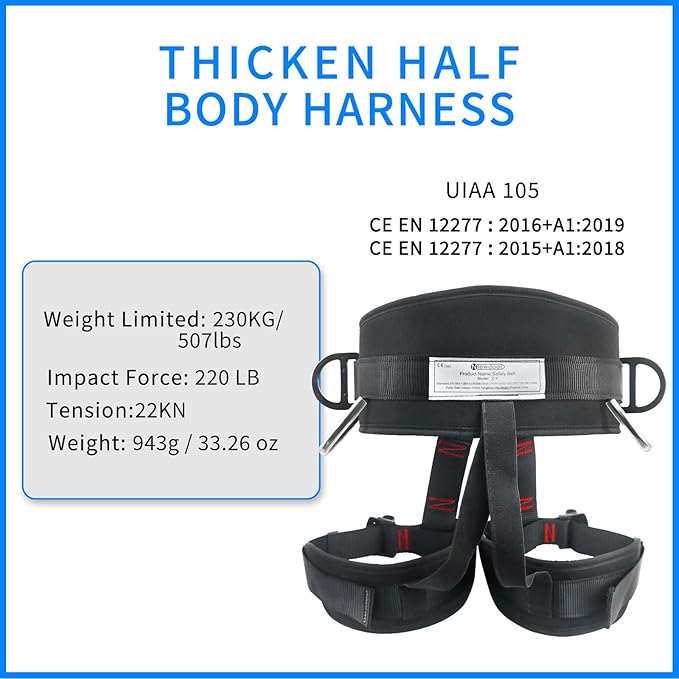 NewDoar Climbing Harness, Mountaineering Rock Climbing Harness, Half Body Harness for Rappelling Fire Rescuing Tree Climbing