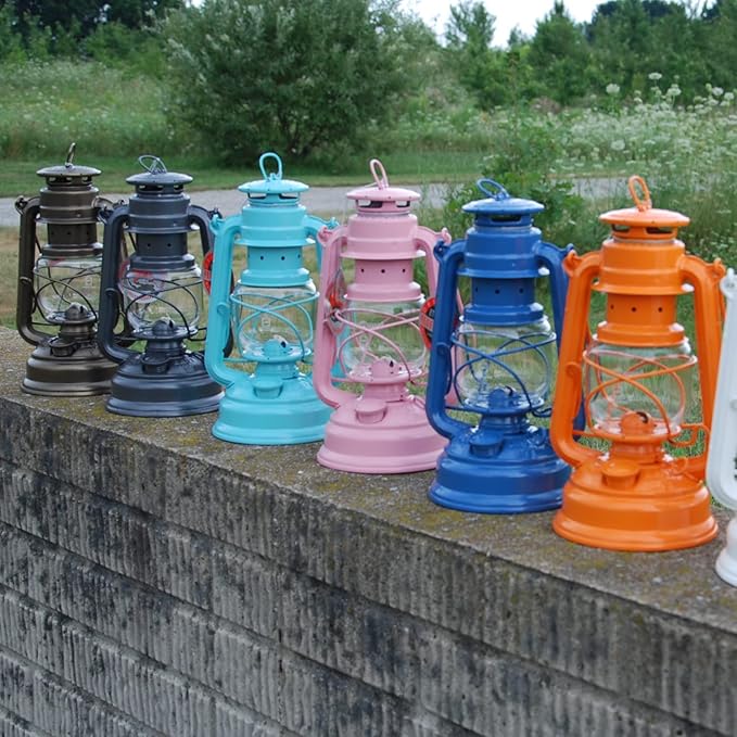 Outdoor Kerosene Fuel Lantern, German Made Weather Resistant Baby Special 276 Galvanized Hurricane Lamp for Camping or Patio, 10 Inches, Pastel Orange