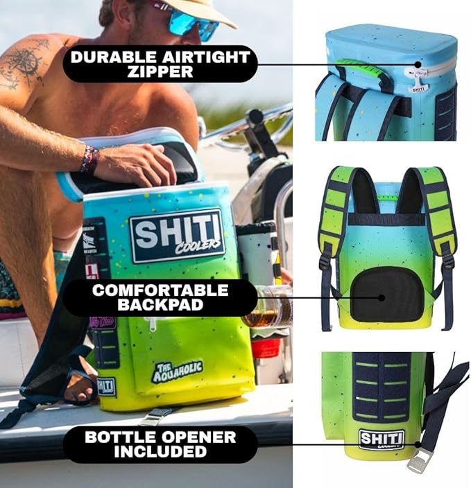 SHITI Coolers Cooler Backpack for Camping, Travel, Beach, Soft Lunch Box for Food, Drinks & Ice, Portable, Waterproof 24 Hr Insulated Bag with Shoulder Straps, Customizable