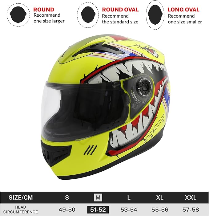 TCT-MOTORPARTS DOT Youth Kids Motocross Helmet ATV Full Face Four Wheeler Helmets for Offroad Street Dirt Bike Go-Kart BMX MX Snowmobile Skateboard Yellow Mouth Medium