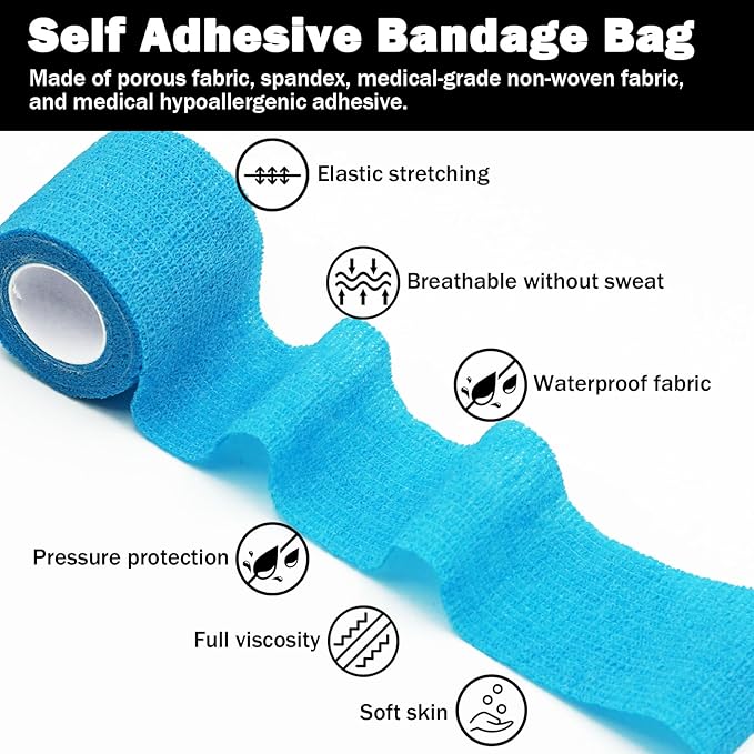 Bandages First Aid Tape Cohesive Bandage First Aid Bandages Cohesive Wrap Adhesive Bandage Self Adherent Cohesive Wrap Bandages Colorful Bandages (Mix6-A, 2-Inch)