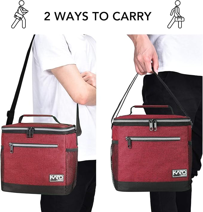 Tirrinia Large Insulated Lunch Box for Men/Women, Leakproof Thermal Lunch Bag for Office Picnic Work Beach Camping,Reusable Lunch Cooler Tote for Adult, Red