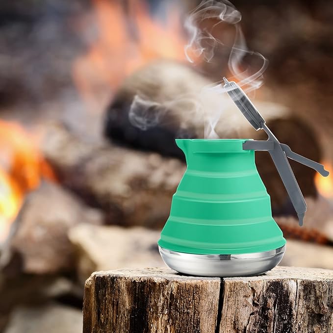 Geiserailie 1.5l Portable Collapsible Kettle Camping Pot Collapsible Tea Kettle for Hiking Travel and Outdoors