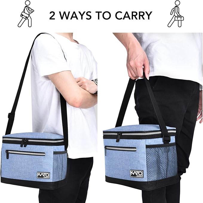 Tirrinia Insulated Lunch Box for Men/Women, Leakproof Thermal Lunch Bag for Office Picnic Work Beach Camping,Reusable Lunch Cooler Tote for Adult, Light Blue