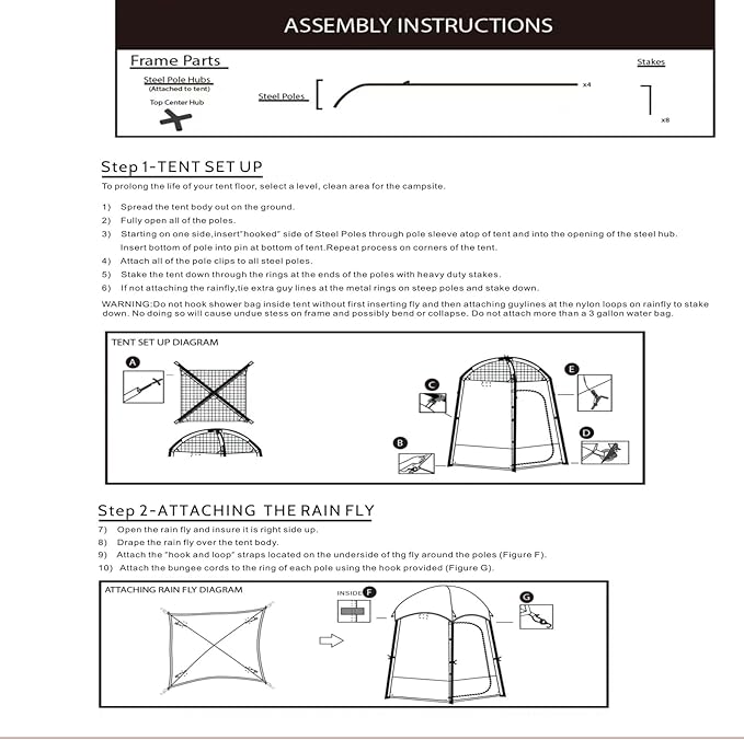 Shower Tent, Privacy Dressing Room, Camping Shelter, or Portable Toilet Stall with Water Bag for Camping, Beach