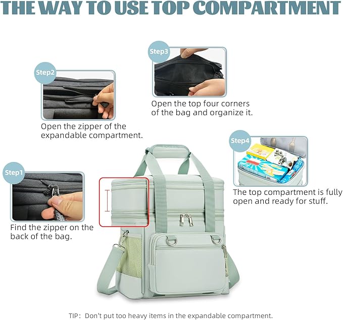 Insulated Lunch Box for Men/Women: Reusable Lunch Bag for Work Office Daytrip Picnic Beach - Leakproof Cooler Tote Bag Organizer for Adults - Green