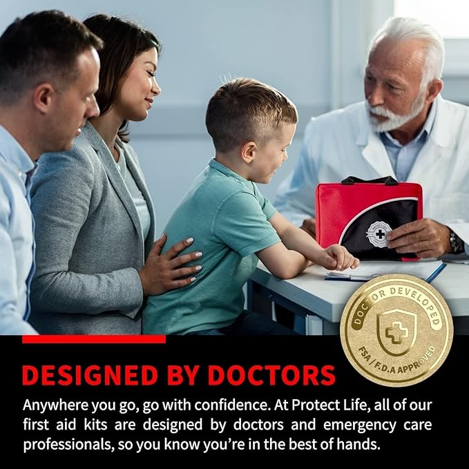 Protect Life Survival First Aid Kit for Home/Business, Camping Survival Kits | Mini Travel First Aid Kit | Camping Equipment | Small Kits for Car | Outdoor Emergency Survivals Pack