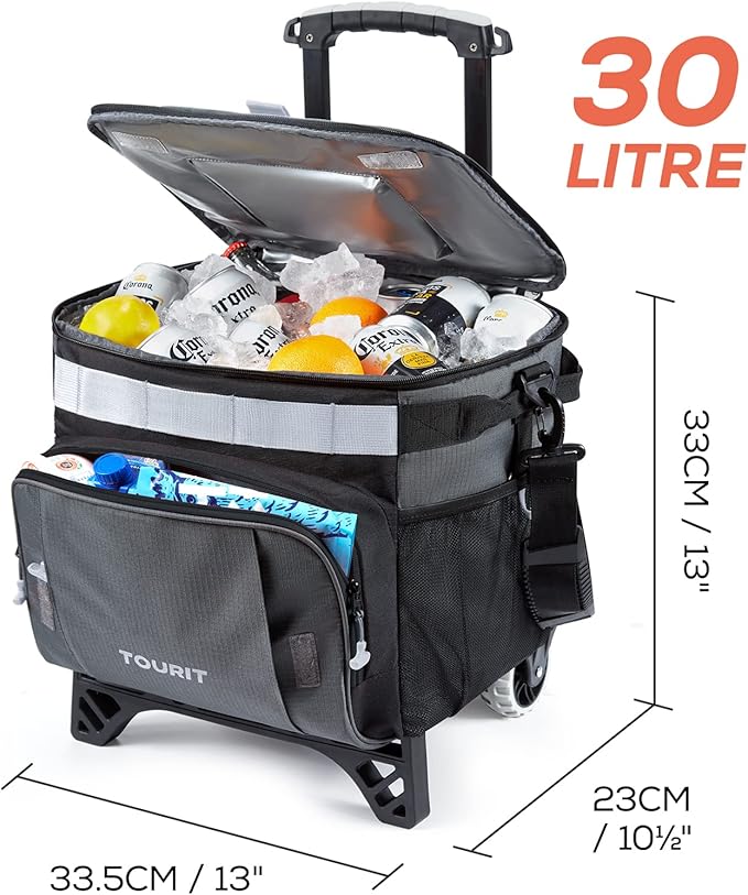 TOURIT 50-Can Collapsible Rolling Cooler Leakproof Insulated Soft Cooling Bag with Wheels and All-Terrain Cart for Beach, Camping, Patio Travel, Outdoor, Ball Fields