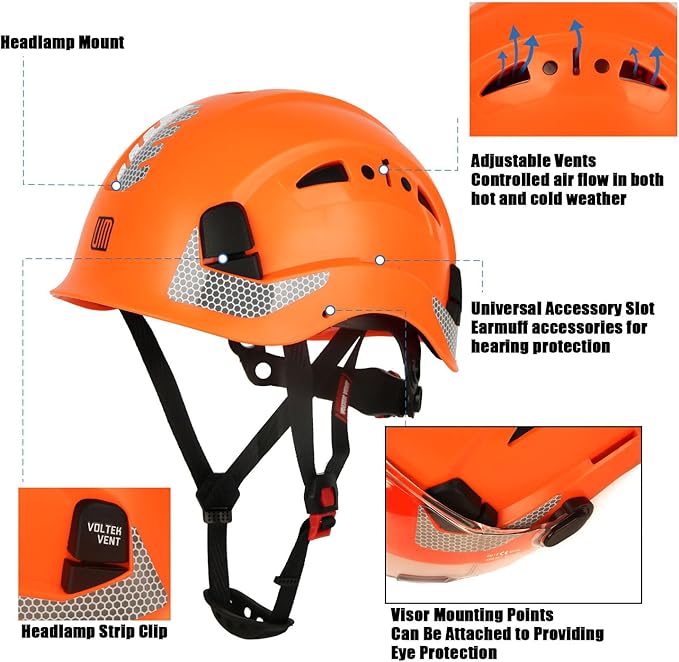 Safety Helmet Hard Hat, ANSI Z89.1 Approved Lightweight Vented Work Helmet, 6-Point Adjustable Ratchet Suspension Hardhat Ideal for Industrial and Construction