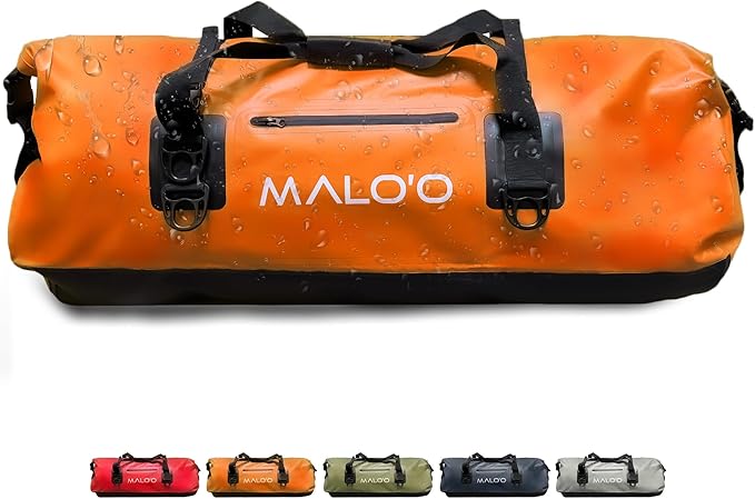 Malo'o Waterproof Dry Bag Duffel 40L/60L/100L, Roll Top Duffel Keeps Gear Dry for Kayaking, Rafting, Boating, Swimming, Camping, Hiking, Beach, Fishing - Internal & External Pockets and Molle Loops