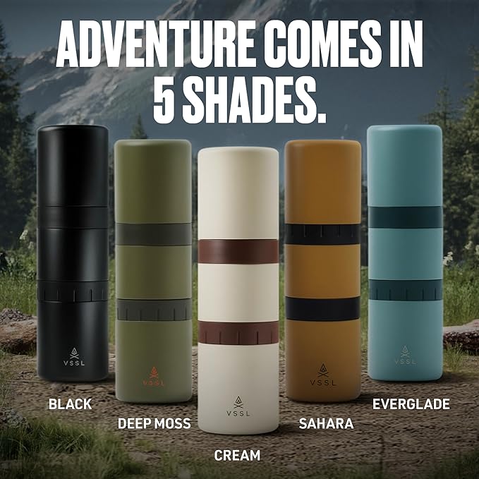 Nest Pour Over Coffee Kit | Coffee Maker for Camping | All-In-One Travel Pour Over | Transportable Dripper, Two 10oz Stainless Steel Travel Mugs | Compact Storage & Adventure Ready | Everglade