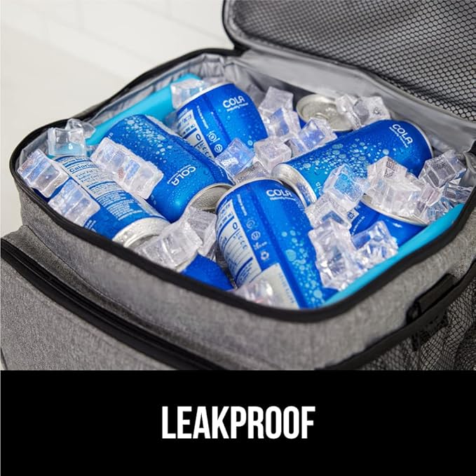 GORILLA GRIP Reusable Insulated Lunch Box Bag for Women Men,15L, Leakproof XL Soft Cooler Bags, Multiple Compartments, Mesh Pockets and Adjustable Strap, Food Tote Keeps Drinks Cold, 13x9, Light Gray