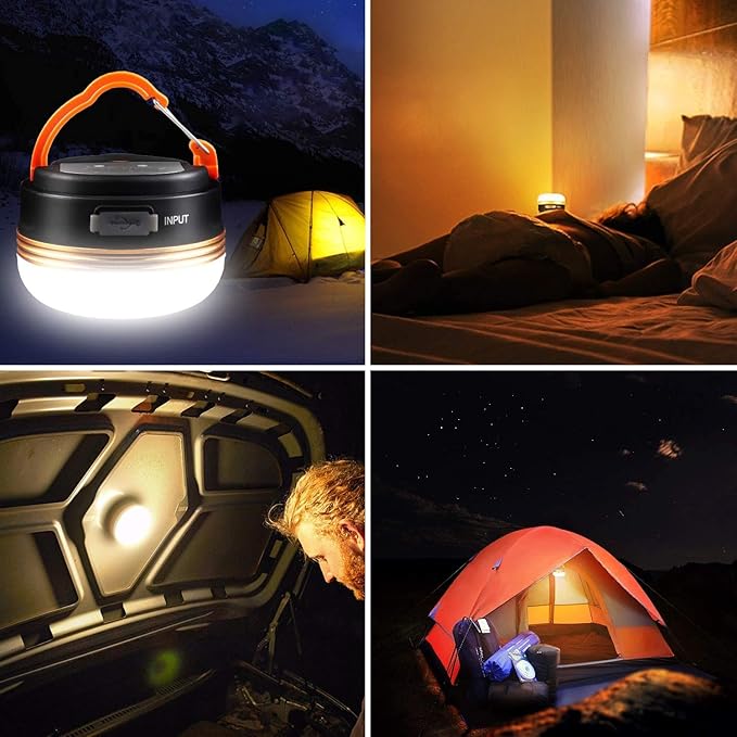 LED Camping Lantern, Rechargeable Portable Tent Light, 300LM,3 Light Modes,1800mAh Power Bank, Magnet Base,Electric Lantern Flashlight for Camping/Hiking/Fishing/Hurricane/Emergency(2 Packs)